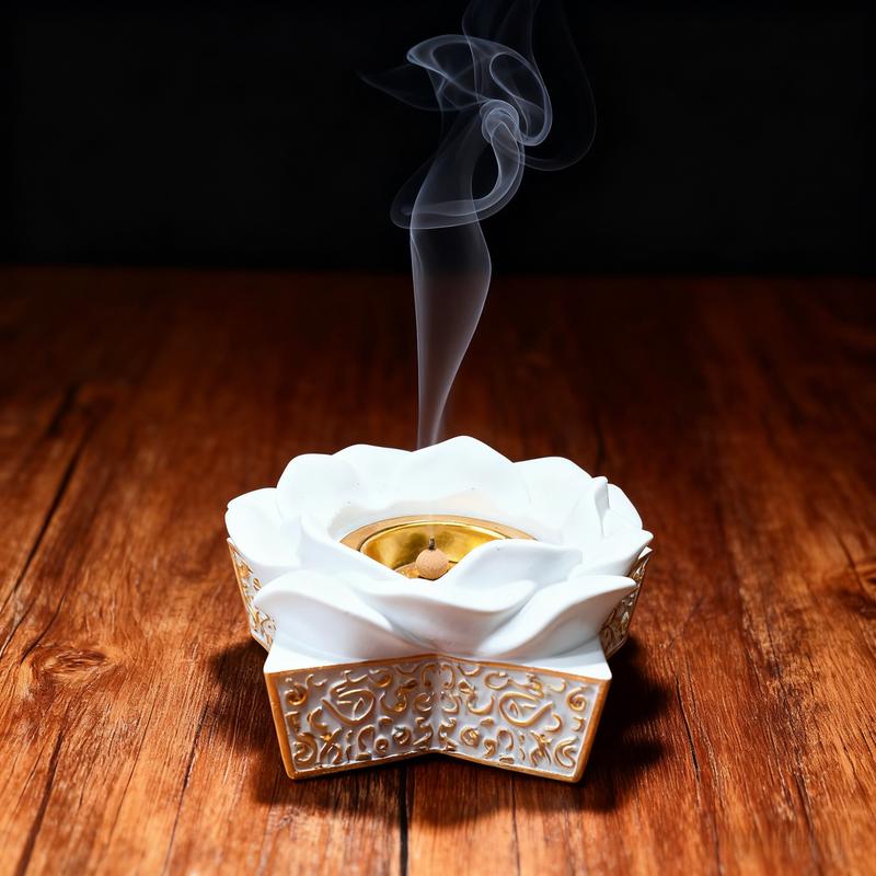 1PC Arabic Calligraphy Incense Burner Fragrance Incense | Islamic Resin Bakhoor Holder with Gold Accents | Ramadan/Eid Home Decor