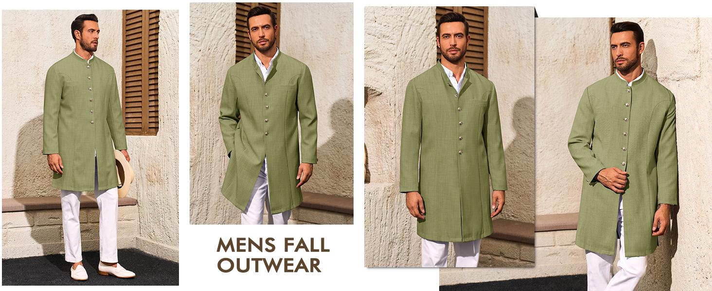 Runcati Mens Kurta Coats Indian Mandarin Collar Attire Ethnic Outfits Wedding Festive Party Clothing Casual Kaftan Robe