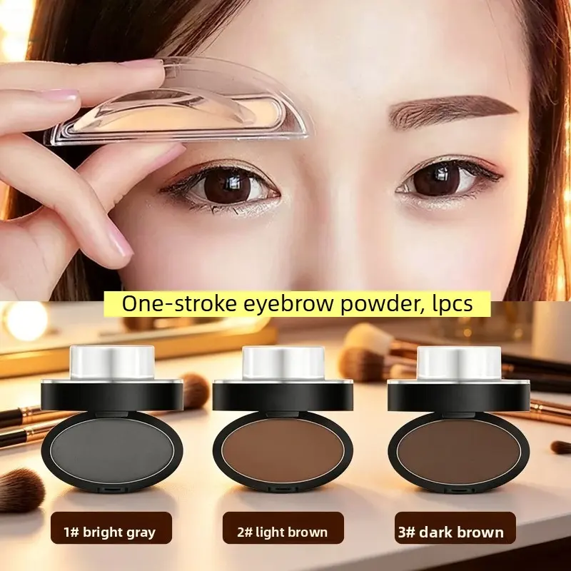Eyebrow Stamp Powder for Beginners, One-Shape Eyebrow Tool, Quick Shaping, Waterproof, Sweatproof & Smudge-Proof, Easy to Use