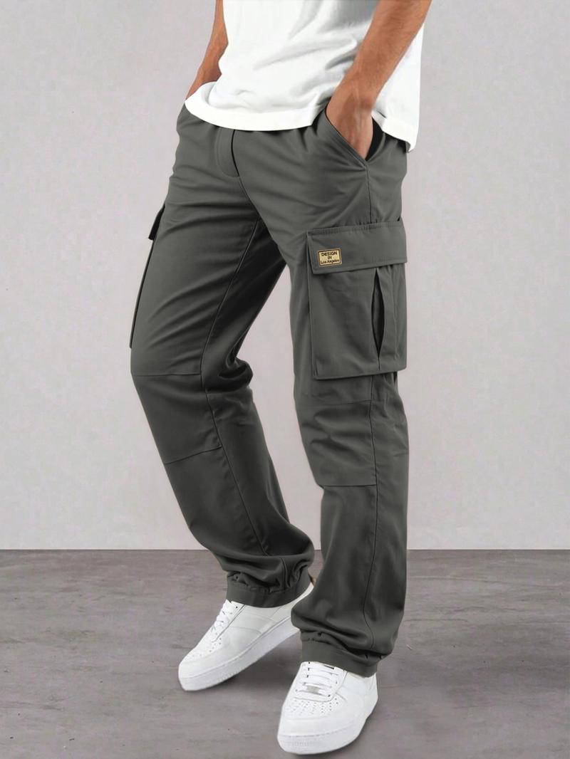 Men's Casual Cargo Pants, Wrinkled Design, Loose Fit Lightweight Sporty Style, Straight Leg Comfortable Daily Wear, Casual Streetwear Pants Men's Casual Cargo Pants, Wrinkled Design, Loose Fit Lightweight Sporty Style, Straight Leg Comfortable Daily Wear, Casual Streetwear Pants