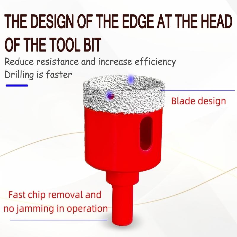 12-piece diamond welding red dry drill bit set to achieve efficient and convenient diamond coating, suitable for granite, marble, full-size glass tiles and ceramics.