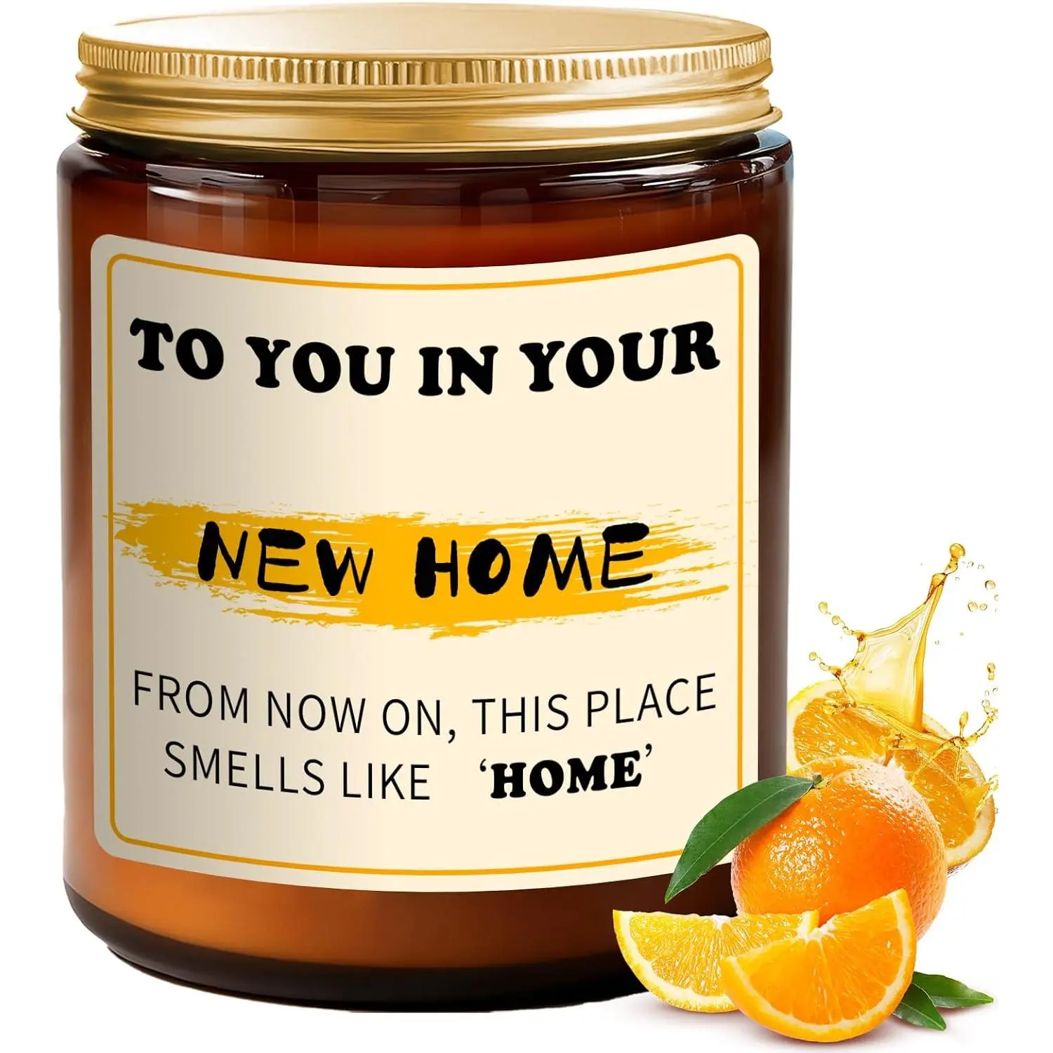 Orange Scented Candle,   , 7 oz Soy Wax, 50 Hour  | Housewarming  Message Candles for  , Host, Orange Scent,  Box,  Gifts for
