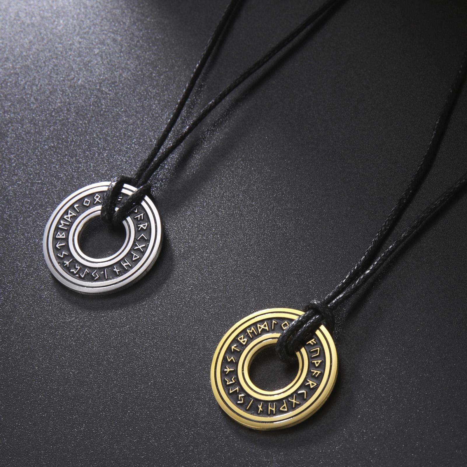 LIKGREAT Vintage Nordic Rune Necklaces for Men Stainless Steel Norse Runes Viking Jewerly Pagan Pendant Amulet Gift Hot Sale