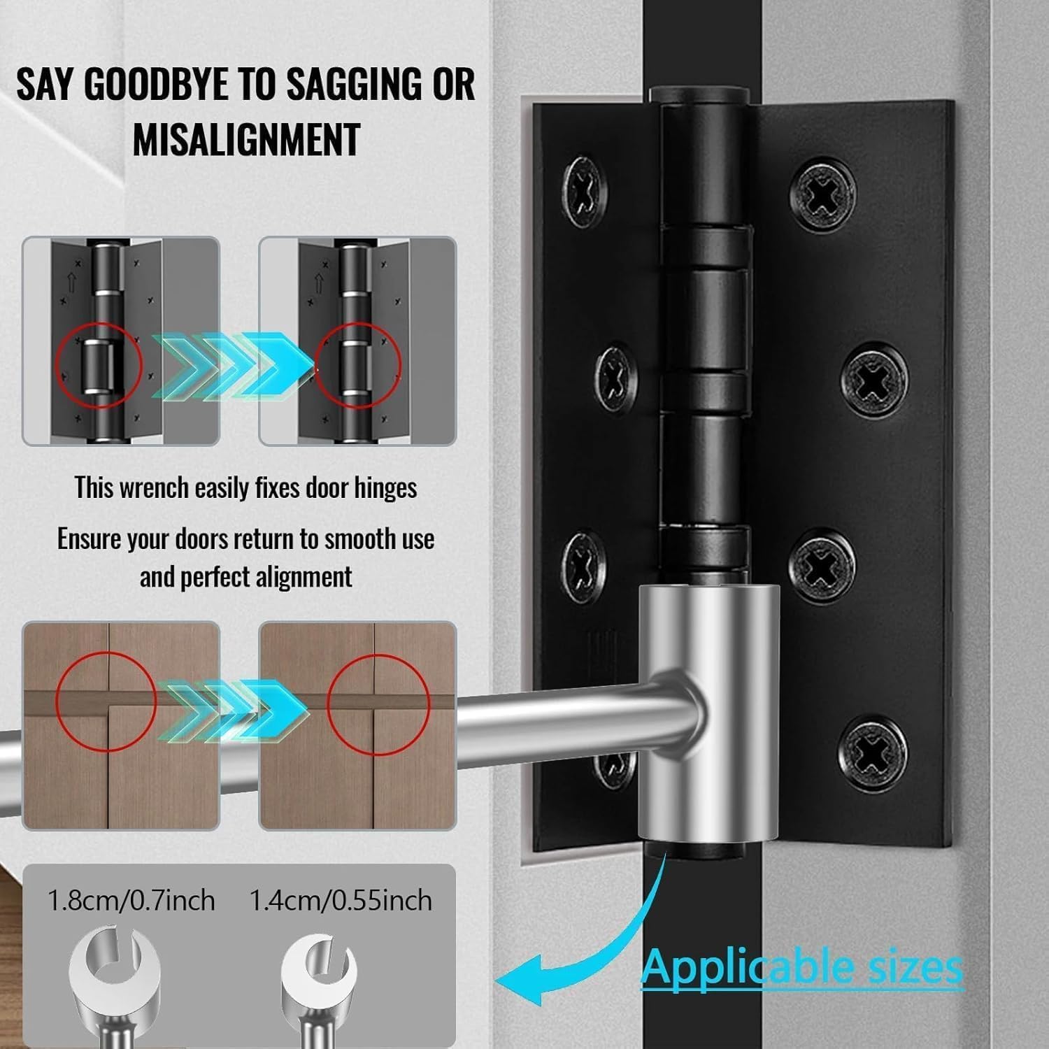 Hinge Hole Adjustment Wrench,Universal Hand Tool for Home & Office Use,Adjustable Hinge Hole Opener,14-25mm Hinge Repair Tool,Hand Tools,Hardware,Adjustable Door Hinge.