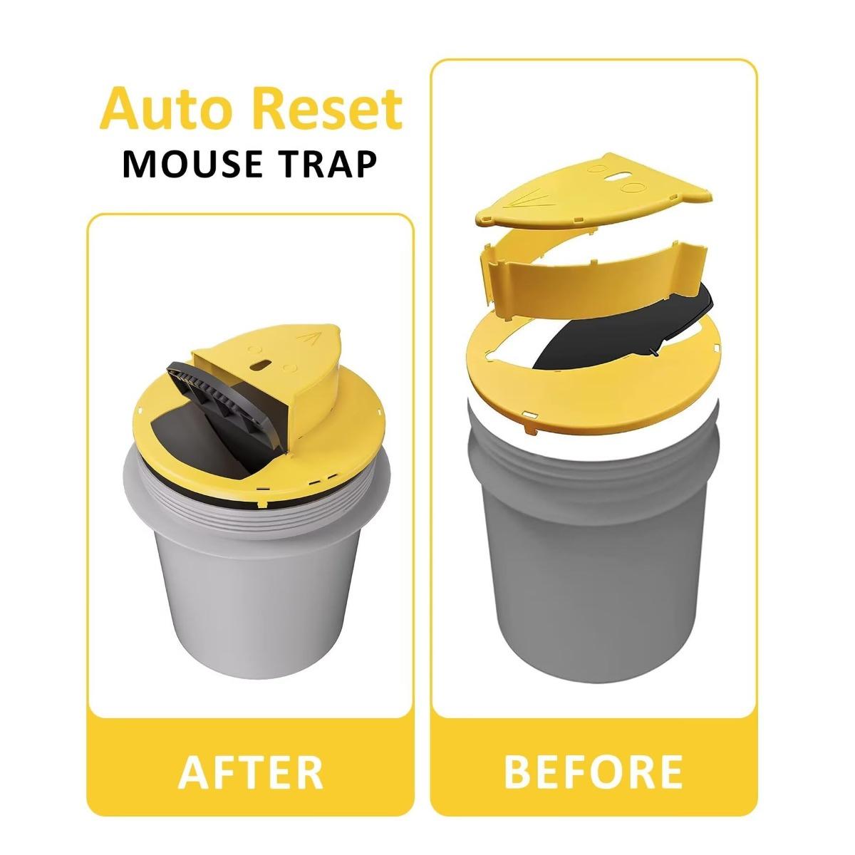 Mouse Trap Bucket - Mouse Traps Indoor for Home - Multi-Catch, Auto-Reset, Humane or Lethal Rat Trap - ABS Material -Reusable Mouse Trap,Flip N Slide Bucket Lid Mouse Trap, Mouse Traps Bucket for Indoor and Outdoor Use