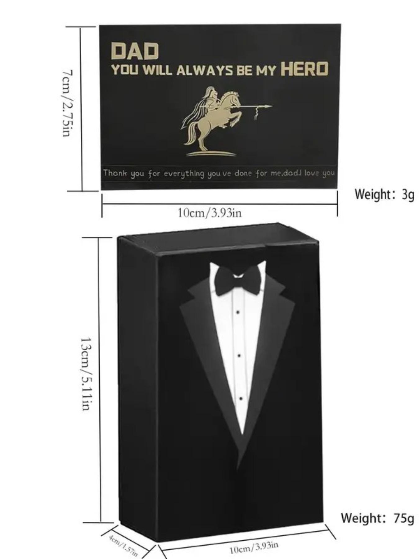 Father's Day Gift Set, 4-Piece Fashion Dad Ring Necklace with Luxury Box, Stainless Steel Jewelry for New Fathers