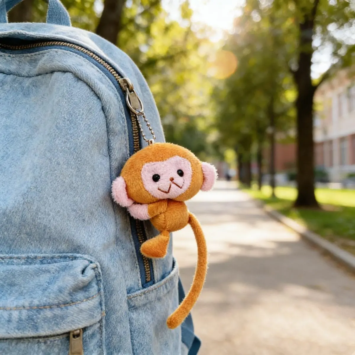 Long Tailed Monkey Keychain Cartoon Plush DIY Doll Pendant Backpack Accessory Gift for Children Girls