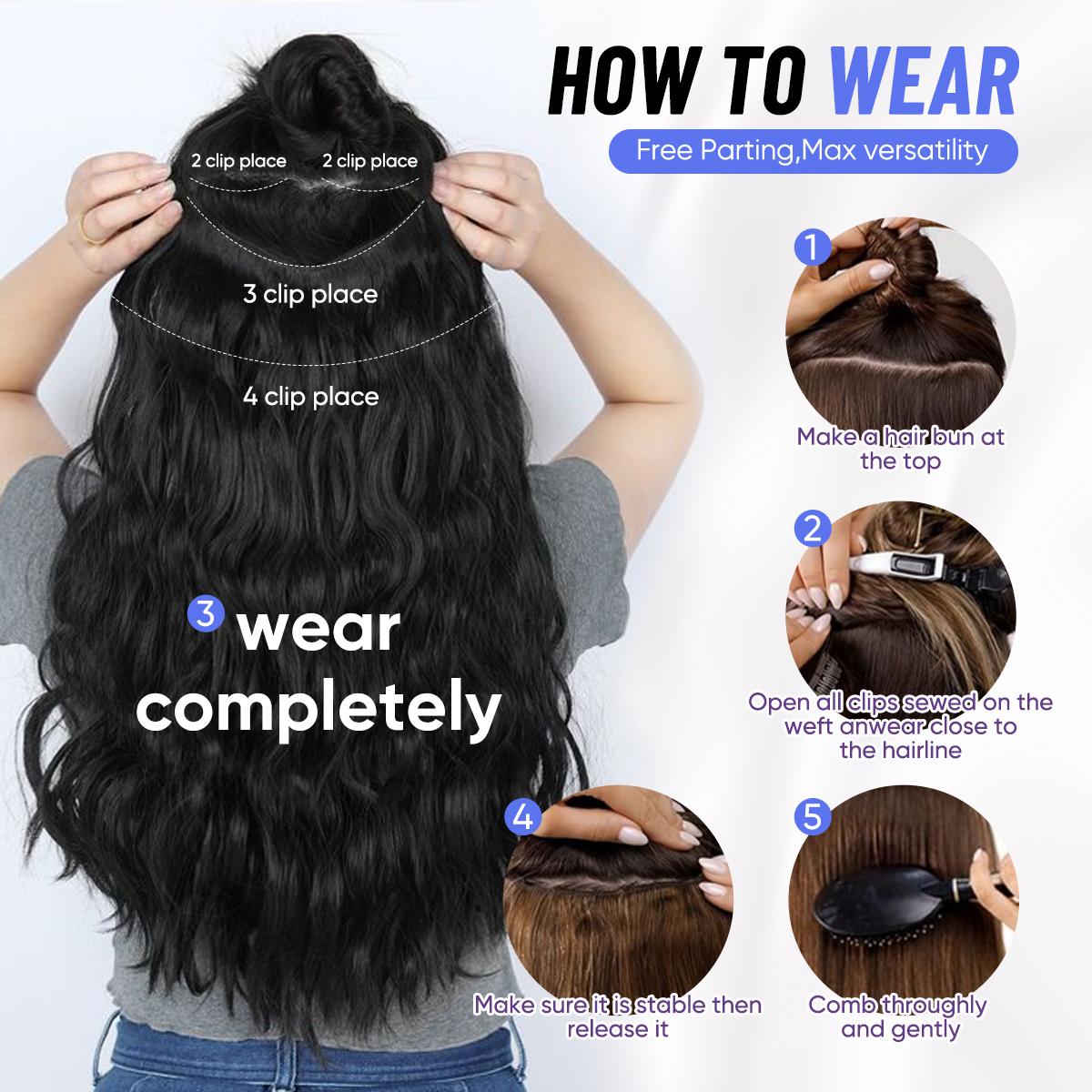 Auvzy Curled Hair Clip in Extensions 24 Inch Full Head Synthetic Hairpieces 4PCS Lightweight Lace Net Tangle-Free Stylish Long Wavy Hairpieces for Women TikTokShopBlackFriday Auvzy Curled Hair Clip in Extensions 24 Inch Full Head Synthetic Hairpieces 4PCS Lightweight Lace Net Tangle-Free Stylish Long Wavy Hairpieces for Women TikTokShopBlackFriday