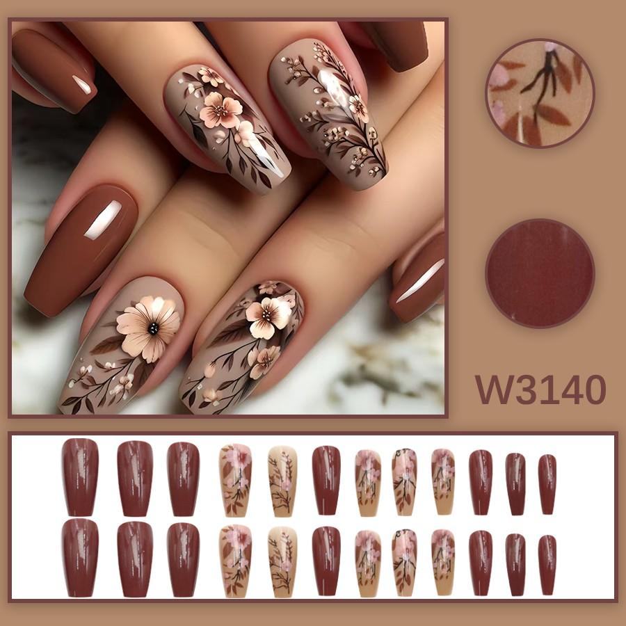 Coffin Nail Art Berry Nude Gradient Sparkle Edge Decorations, Full Size Fit High-End Matte Luxurious Nail Stickers