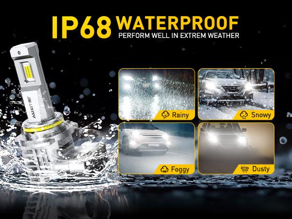 AUXITO 9005/HB3 9006/HB4 9007 9008 H13 H11 H10 H4 H7 H15 H1 H3 LED Headlights Bulbs Combo,Fog Lights, 6500K Cool White,Plug and Play, 120W High-Speed Cooling Fan Light Bulbs, Pack of 4