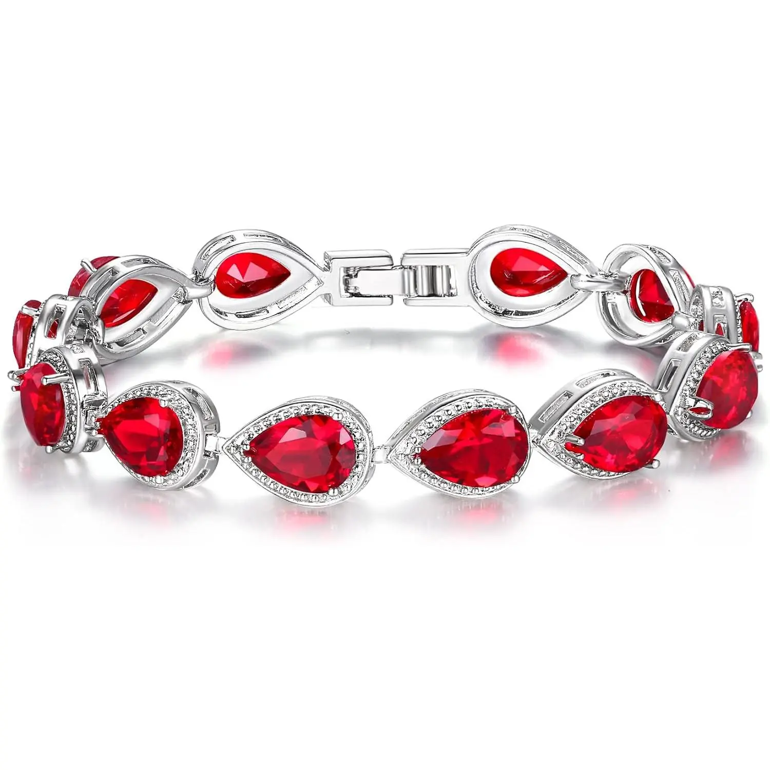 Gorgeous Cubic Zirconia Wedding Tennis Bracelet Birthstone Teardrop Bracelet for Women Prom Bridal
