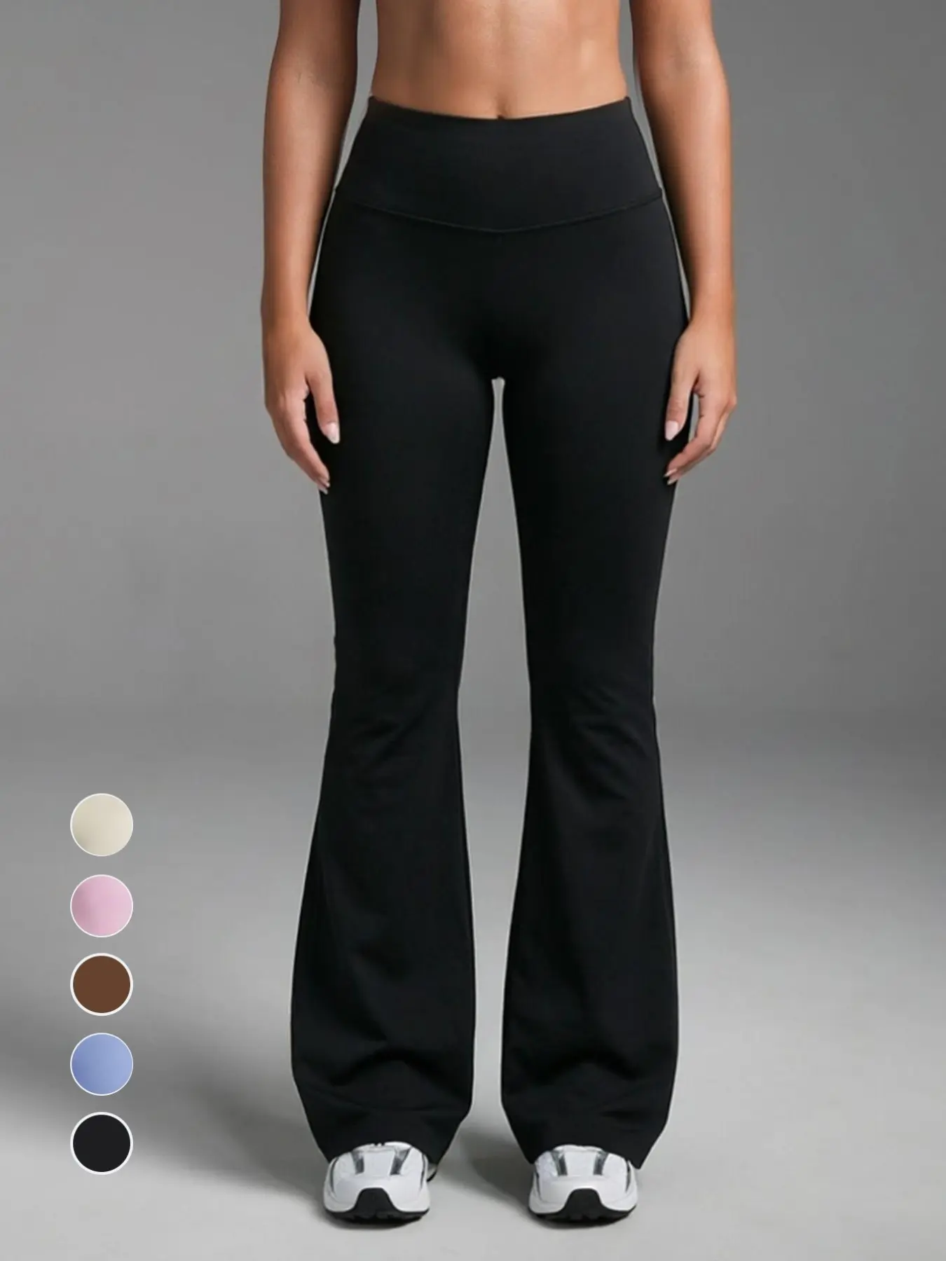 Women's Sport Casual Long Pants, High-waisted Tummy Control Butt Lifting Slim Fit Solid Color Flare Leggings, High Rise Leggings, for Yoga, Training, Gym and Daily Wear, High Waist Sportswear, Butt Shaping Leggings