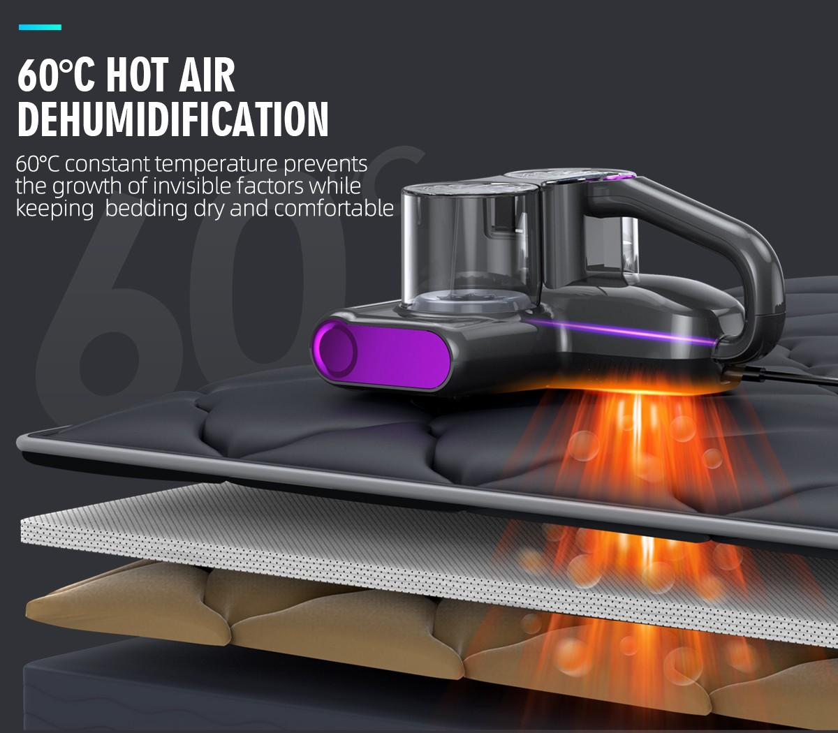 JPHYLL Mattress Mite Remover Vacuum Cleaner 16KPa Strong Suction UV-C Sanitizing LED Display 6-in-1 Handheld for Carpets Sofa Bedding 380W Brushless Motor House Cleaning Gadgets