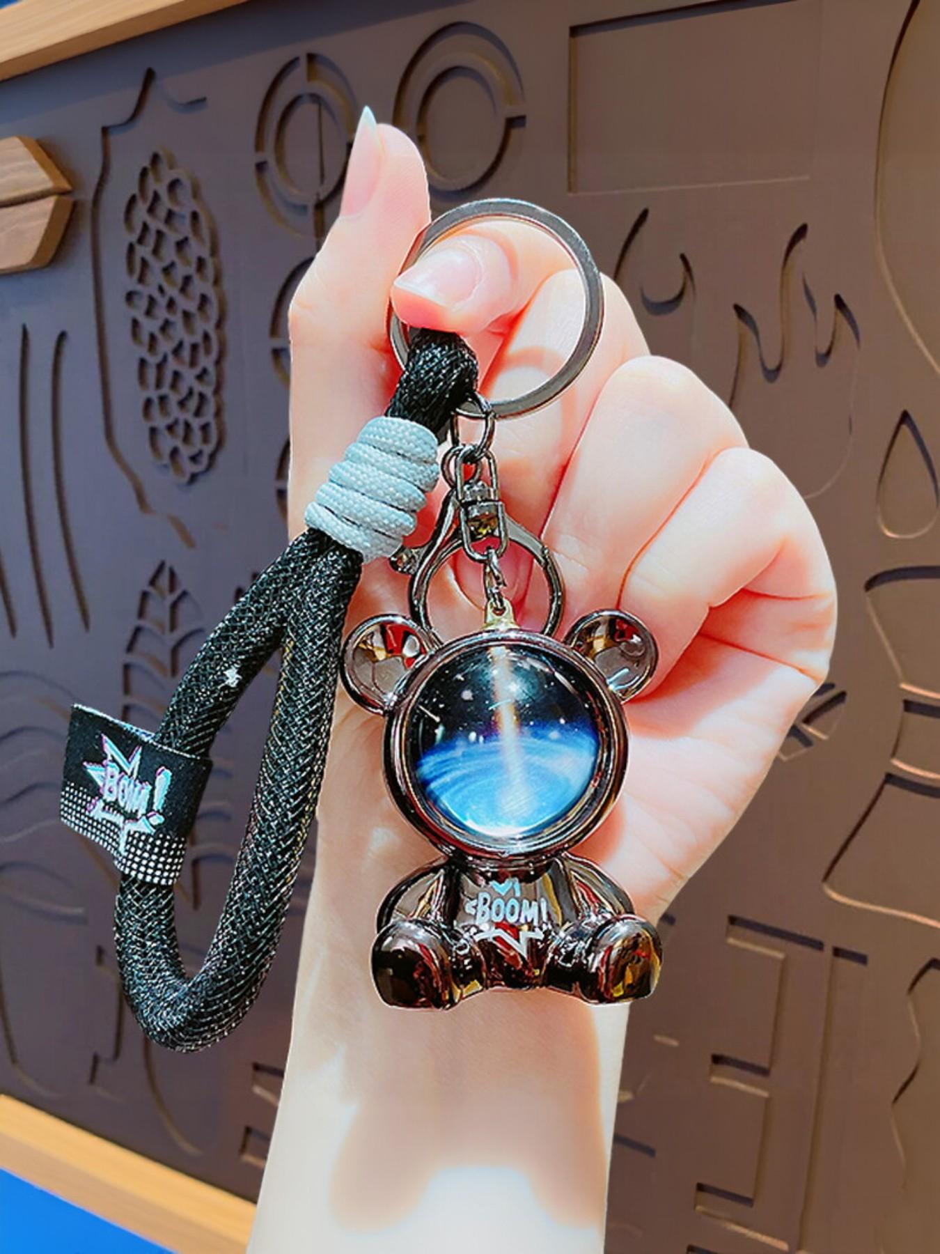 Cartoon Cool Starry Bear Keychain, Creative Couple Backpack Charm, Cute Key Ring Pendant, Small Gift, Holiday Present