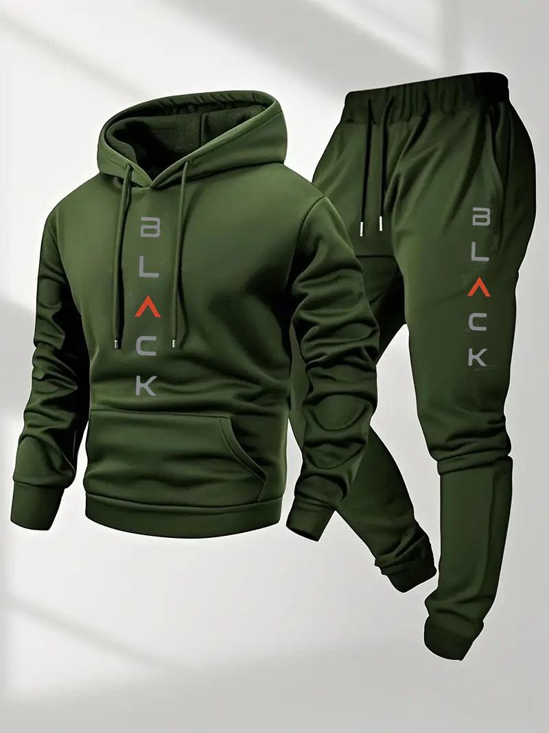 Men's autumn and winter set, including hooded sweatshirt, fashionable jacket, trendy American street style printed top and pants two-piece set Athletic Activewear Tracksuits Sportswear Athleisure Sweatsuit