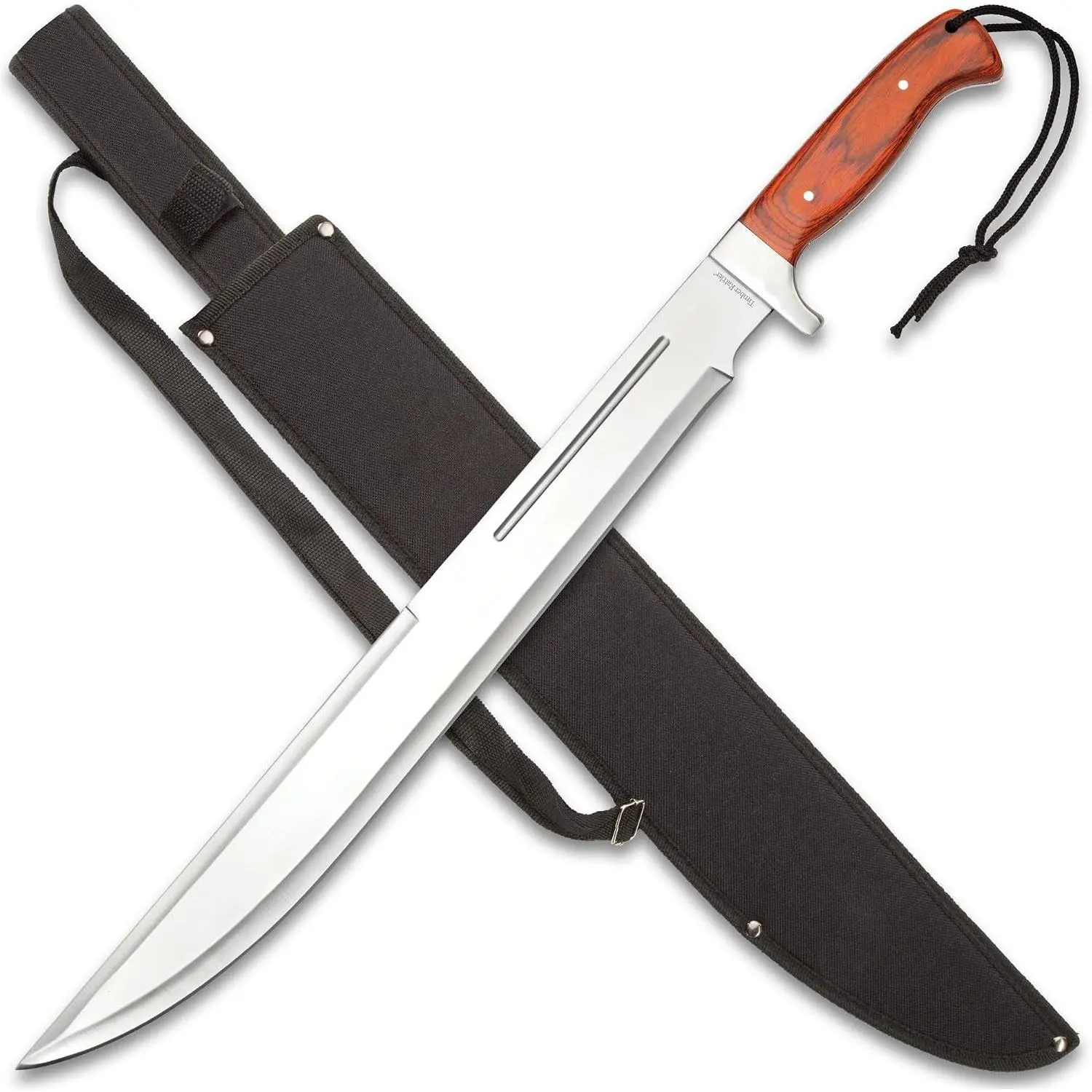 Jungle Beast Machete | 18 3/4" Stainless Steel Blade | Secure Wooden Handle | Stainless Steel Guard | Durable Nylon Sheath Included | 25" Overall Length