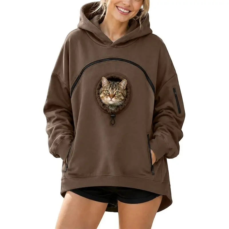 Pet hoodie, cat hoodie with pockets, suitable for dogs, and can also be used as a snack storage bag