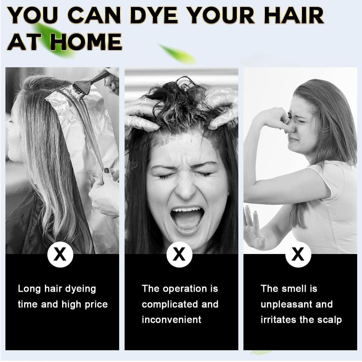 3 in 1 Hair Dye Shampoo - Can cover gray hairs,Herbal Ingredients,Contains Ginseng Extract,Natural Haircoloring, black hairdye