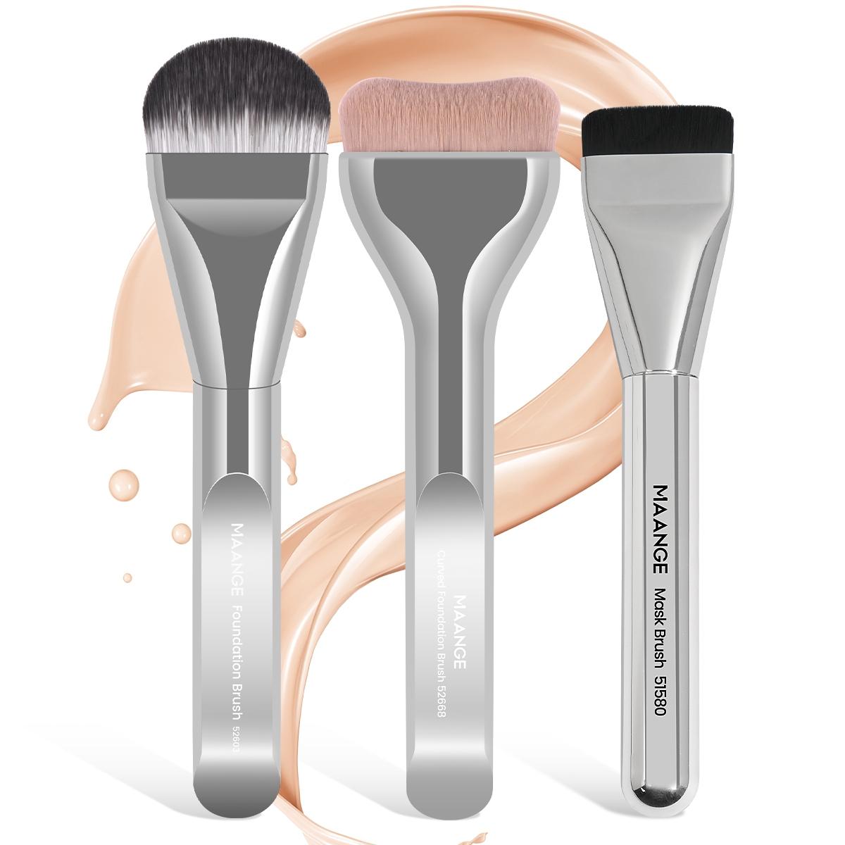 Maange 3-Piece Makeup Brush Set, Foundation Brushes, Professional Cosmetic Tools, Essential Beauty Essentials, Perfect for Daily Use