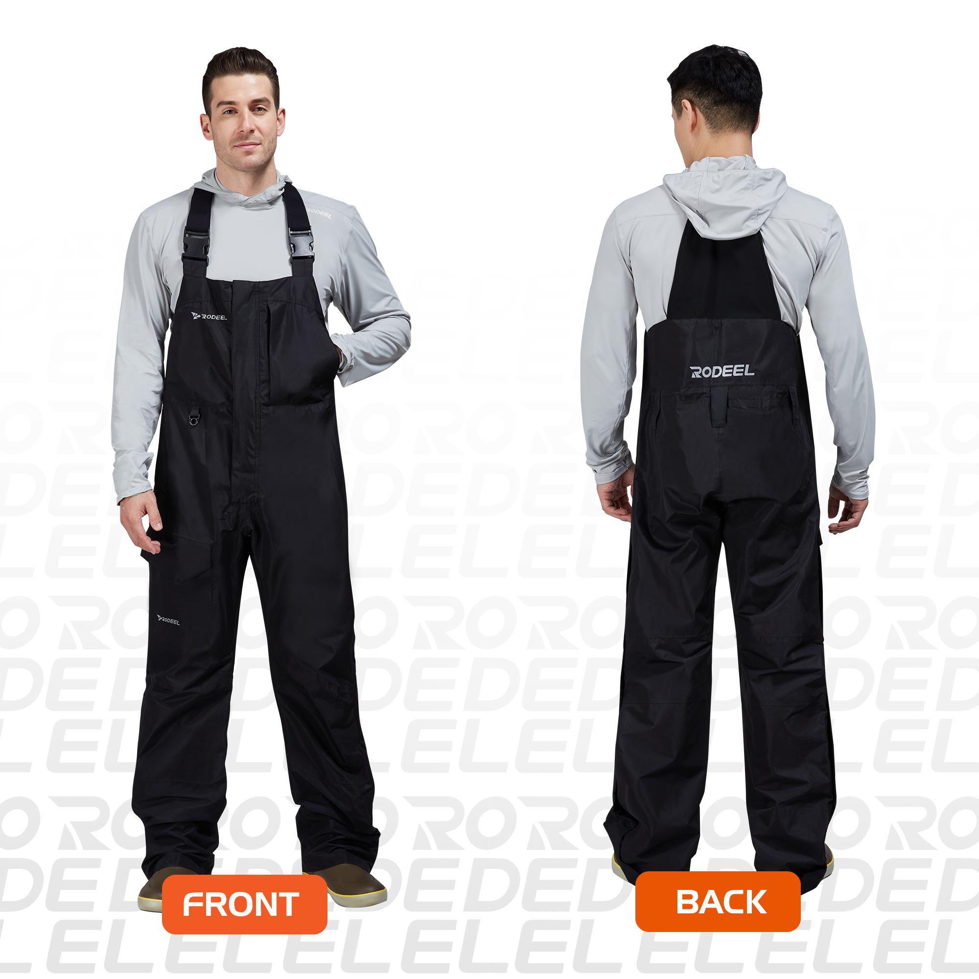 【RODEEL】724 Premium Waterproof Bib Overalls Men Tactical Rainwear with Adjustable Suspenders and Multiple Pockets Relaxed Rain Pants Workwear for Outdoor Sports Fishing Boating Car Washing Construction Landscaping Gardening Menswear, Holiday Gift