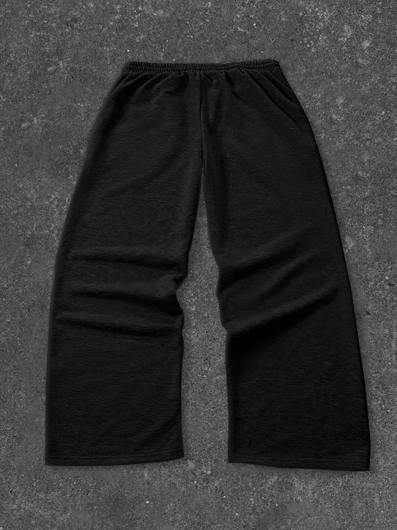 Men's Lightning Print Drawstring Elastic Waist Y2K Street Style Loose-Fit Casual Long Pants, Comfortable Daily Wear, All-Season Fashion