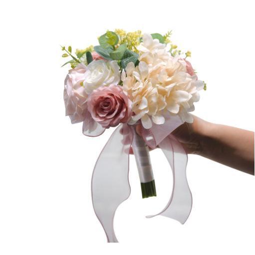 Champagne Color Wedding Rose Plastic Marriage Certifie Bride Bouquet Artificial Flower Photography Props Gift