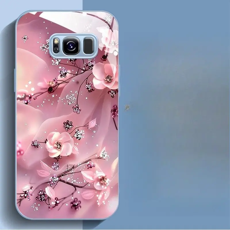 Compatible with Samsung Galaxy S8 Case, FLORAL LUX GLITTER Aesthetic Pattern Phone Cover, Shockproof Protective Case HNNYHBL-0782