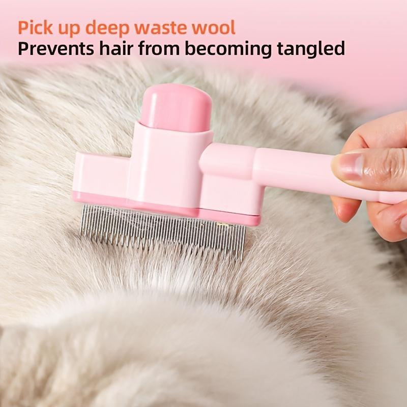 Cat Hair Comb Massage Flea Remover Self-Cleaning Detangler, Long-Haired Cat Brush, Float Hair Remover Tool, Pet Grooming Essential