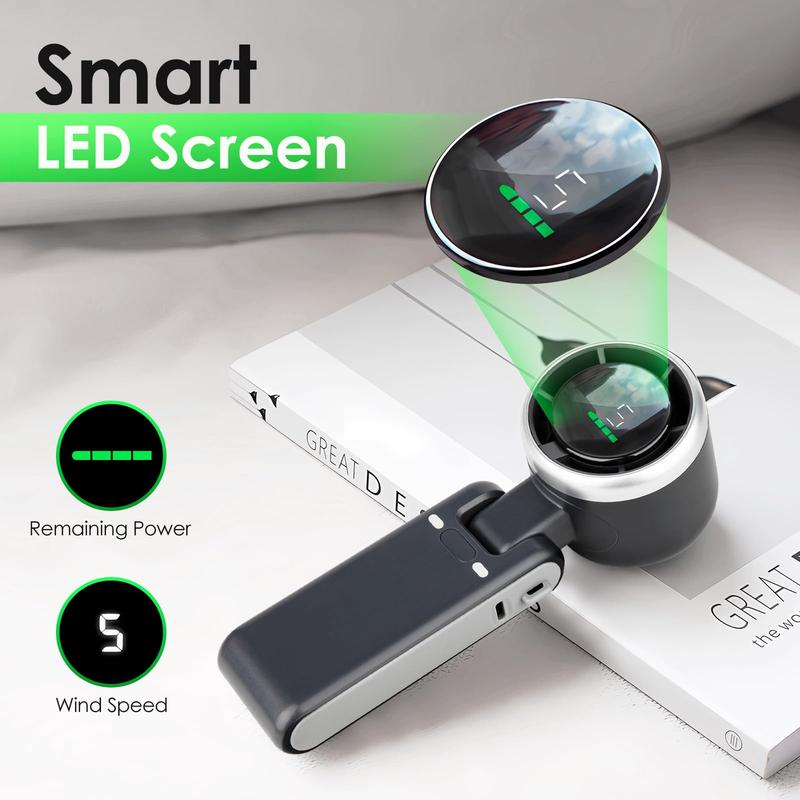 3-in-1 Mini Portable Fan – 3600mAh Rechargeable, 180° Foldable, LED Display, 5-Speed Personal Cooling for Home, Travel & Outdoors