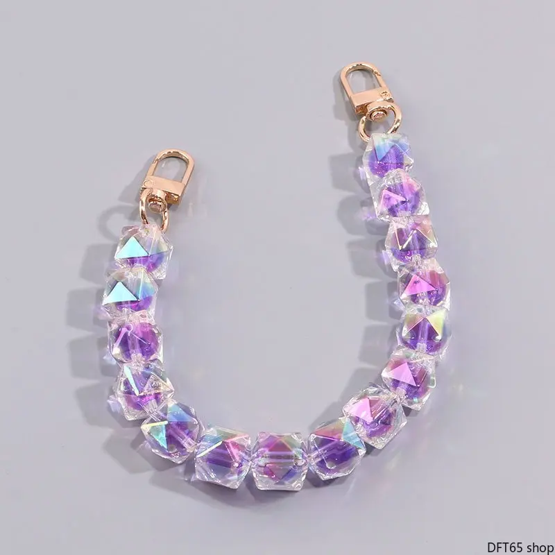 Iridescent Multi-Sided Acrylic Bead Chain Handbag Strap - Smooth Polished Surface, Sturdy Connect Structure, Portable Design, Cute Decorative Daily Wear Accessories for Handbags, Cellphone Cases (DIY Bag Accessory), Cute Accessories, Rhombus