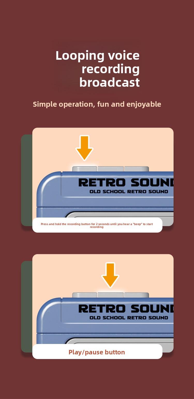 Mini retro cassette recorder can play music and record audio, a fun music box, compact and portable, can be used as a hanging ornament