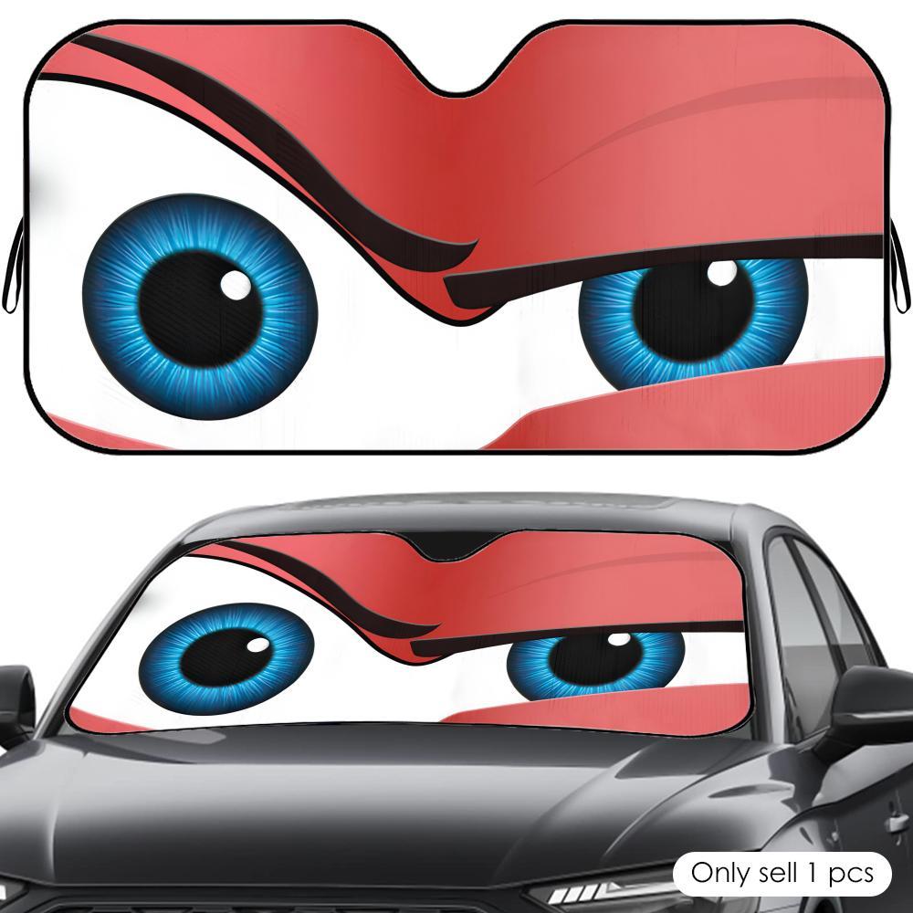 Mechanical Cartoon style Frown Eyes cool Sun Visor Car Windshield Sun Shade UV Block Heat Insulation Reflective Cover Keeps Interior Cool Protects Dashboard Foldable Easy Storage Universal Fit for Car SUV Truck Summer Must-Have