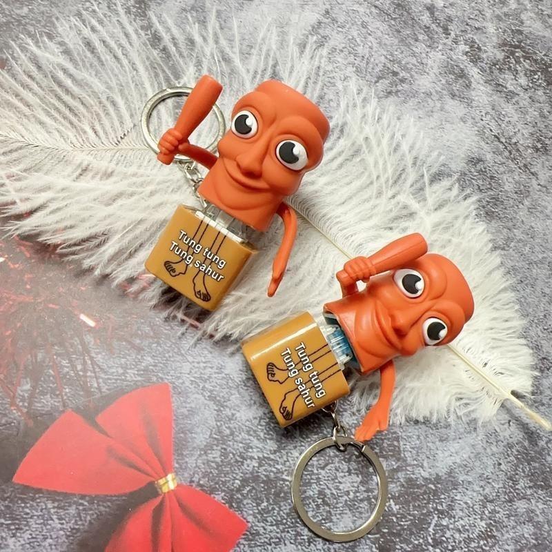 Funny Italian Brainrot Tung Tung Sahur Realistic Sound Keychain