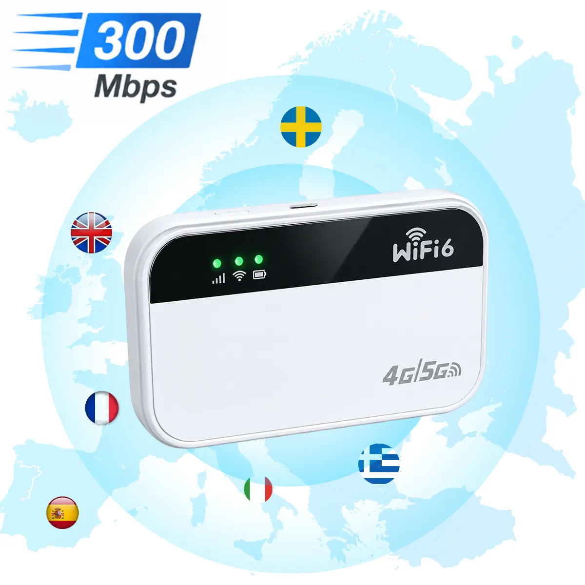 Portable Hotspot Router, Dual-Band 4G & 5G WiFi6 300Mbps High Speed Mobile WiFi, 12H Long-Life Battery, Pocket Router Compatible Different Devices, Compact Mobile Router for RV, Hiking & Overseas Travel.