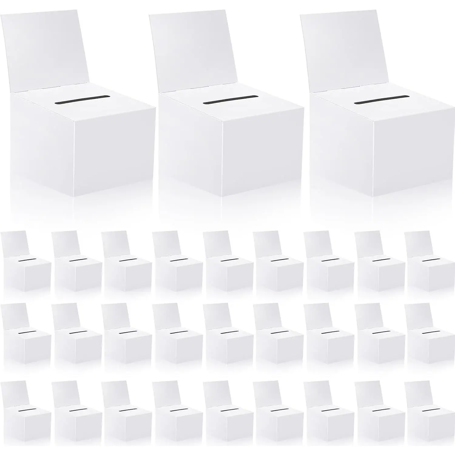 30 Pack Raffle Boxes Ballot Box Suggestion Box with Slot, 6.5 x 4.5 x 4.5 Inch Cardboard Raffle Boxes with Slot for Ticket and Removable Header for Collecting Business Card Voting Contest (White)