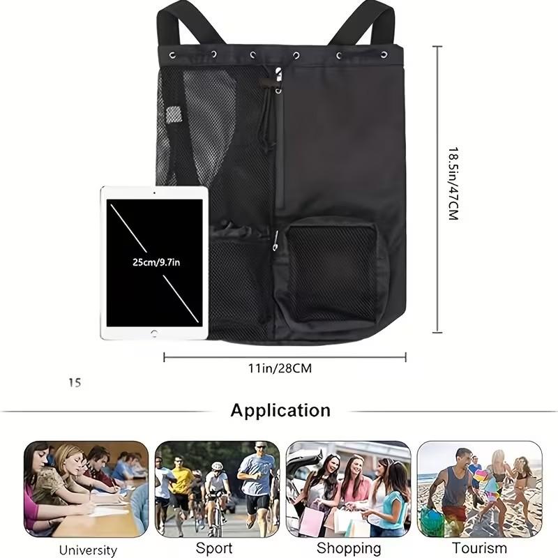 Polyester Drawstring Gym Bag, Lightweight Sports Backpack, Fitness Yoga Bag, Beach Backpack, Casual Outdoor Daily Use, Unisex