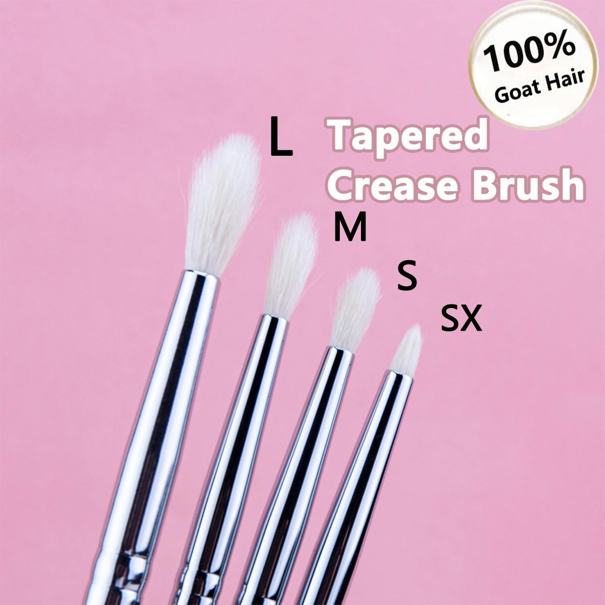 4pcs Tapered Crease Brush Set, Large Small Medium Eye Shadow Brushes, 100% Goat Hair & Copper Tube, Professional Makeup Tools