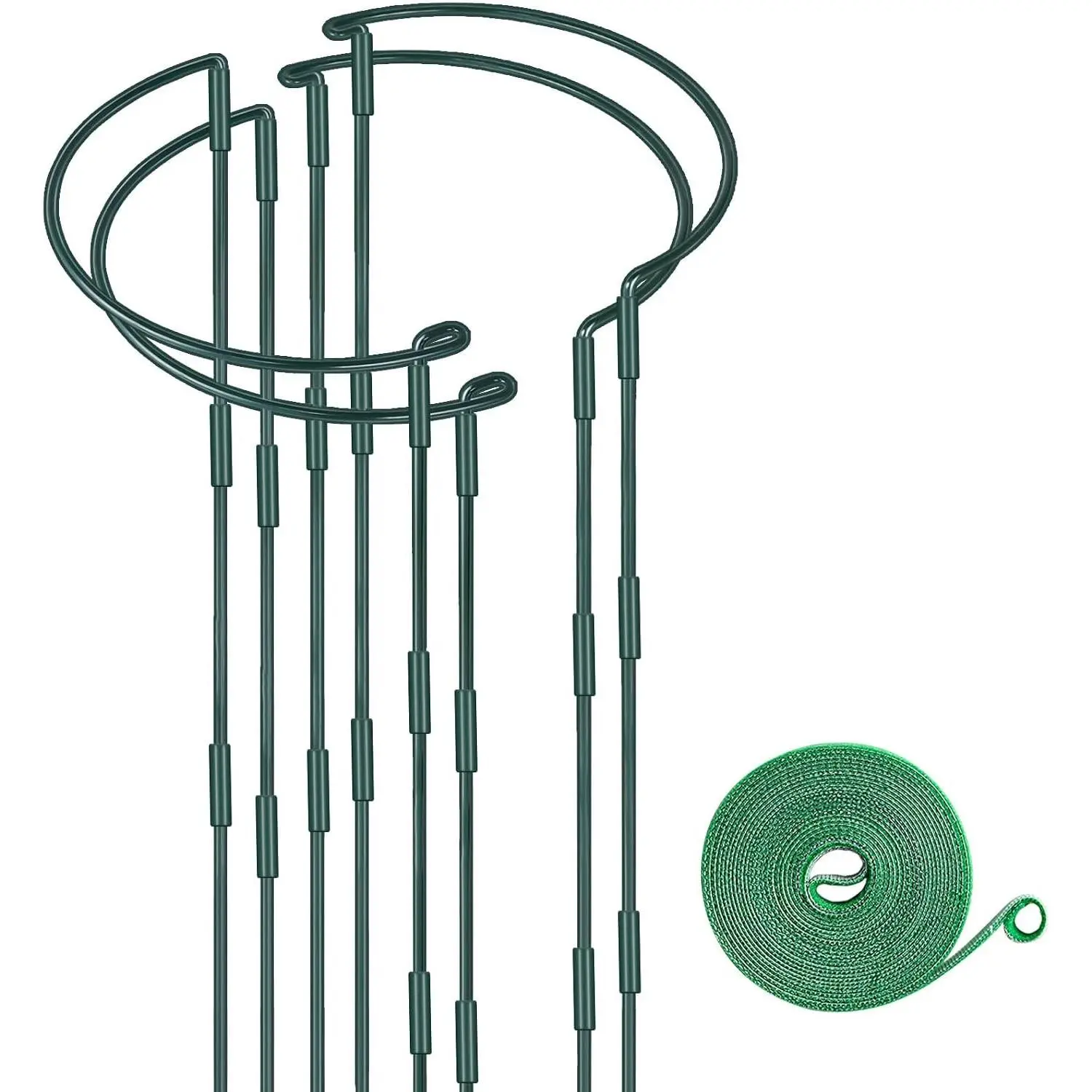 4 Pack Height Adjustable Metal Plant Support (36" H or 24" H or 12" H), Heavy Duty Peony Cages and Supports, Half Round Tall Plant Support Ring for Outdoor Indoor Plant Hydrangea Flower