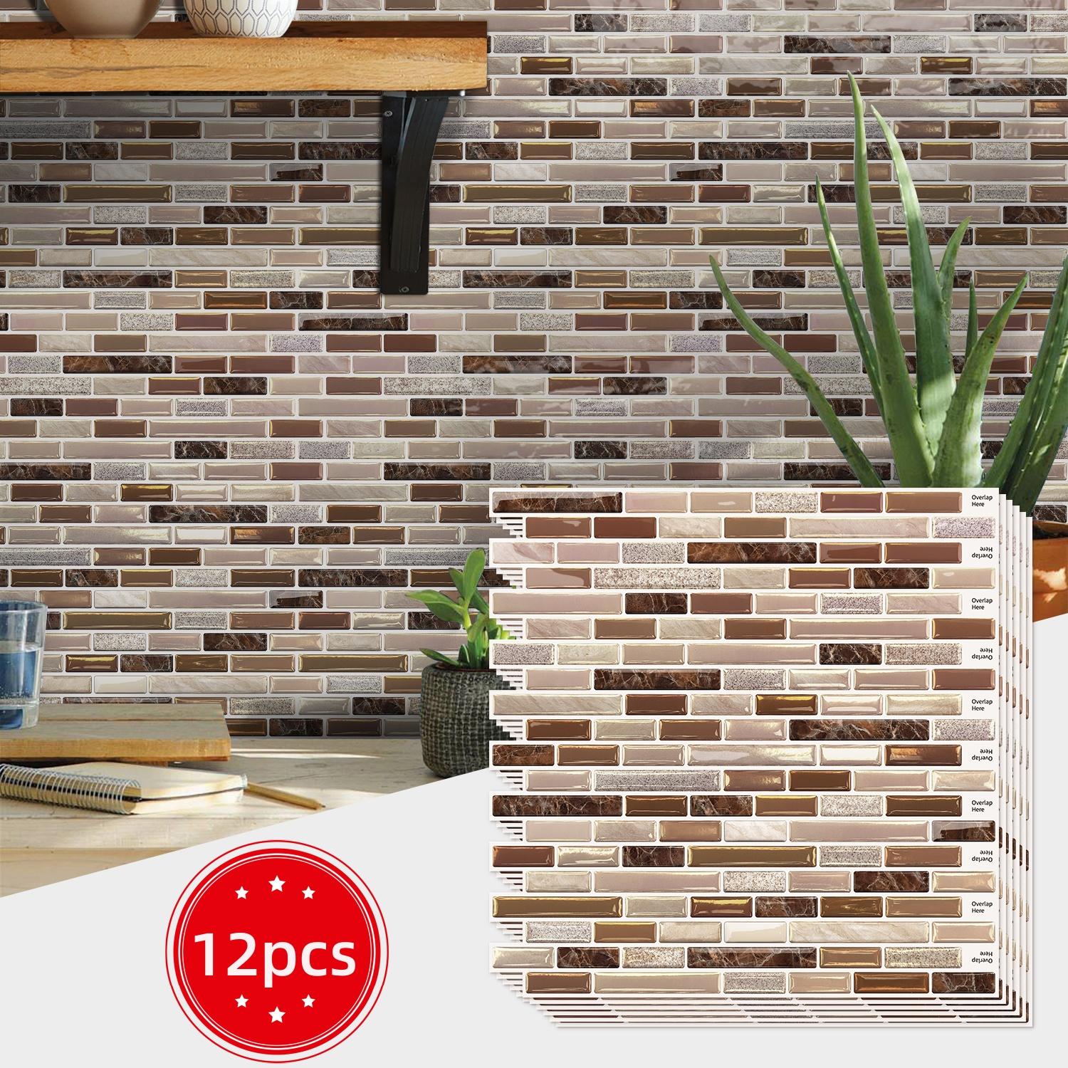 (6pcs/10pcs) Peel and stick removable wall kitchen splashback tiles, 30.5 cm x 30.5 cm self-adhesive marble wall tiles, for kitchen and bathroom