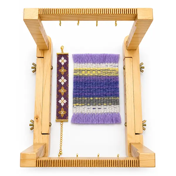 TMEGMIC 2-in-1 Wooden Bead Loom Kit for Adults, DIY Bracelet and Coaster Weaving Kit with Beads, Yarn, Needles and Step-by-Step Guide