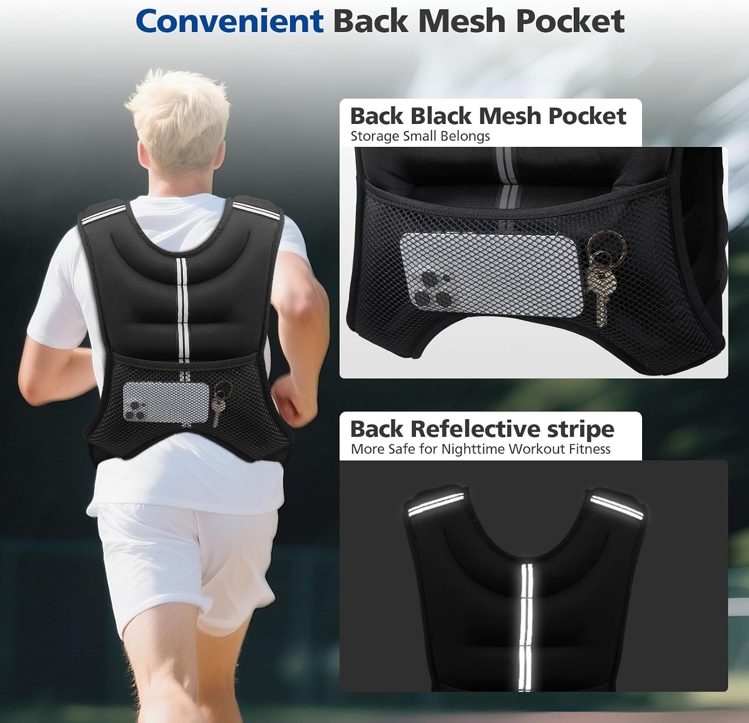 【DealsForYouDays】Adjustable Weighted Rucking Vest for Men & Women, 8lbs-25lbs Weight Range, with Detachable Phone Pouch for Walking, Training