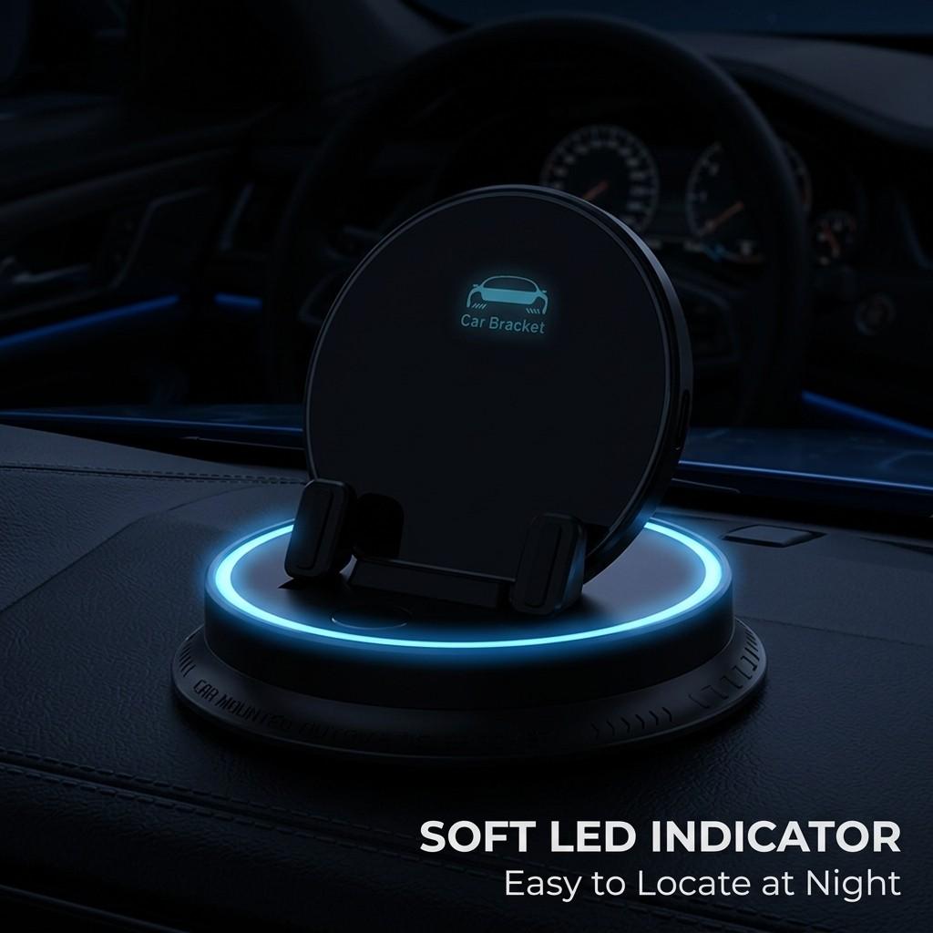Auto-Sensing Infrared Car Wireless Charging Wireless Charger Mount, Nano-Silicone Anti-Scratch Base, 360° Rotatable Universal Phone Holder for Car Vents & Dashboard, Mini Luxury Navigation Bracket for Home & Office, Mountable Charging Accessory