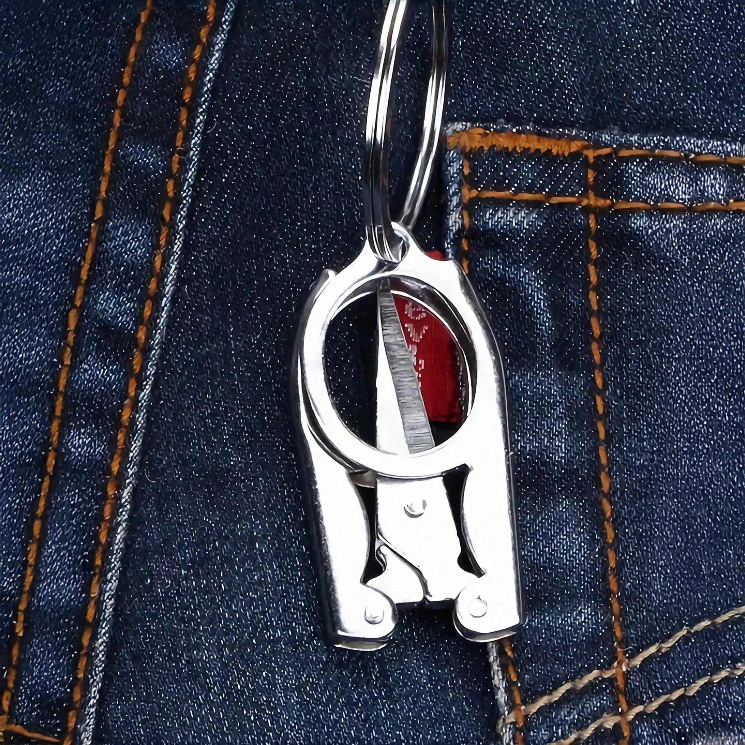 1pc Folding Scissors, Steel Small Scissors Pocket Portable, Foldable String In Key Ring Travel Scissors Mini Craft Knife, Paper Cutters, Cutting Supplies