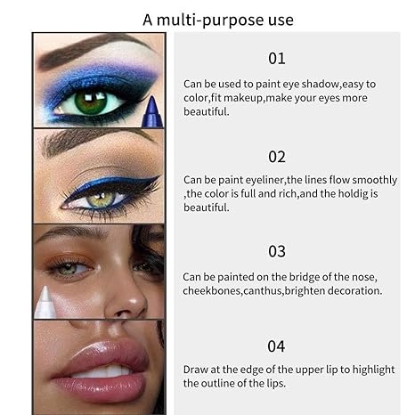 12 Color Eyeliner Shades Pen, High Color Pearl Gloss Finish, Smoked Punk Gothic Eyeliner Pen, Back To School，cosmetics，Valentines Gift Mother's Day Gift ，birthday present，Women's gifts Lip Lacquer Lipliner Matte Glitter Makeup Smooth Metallic