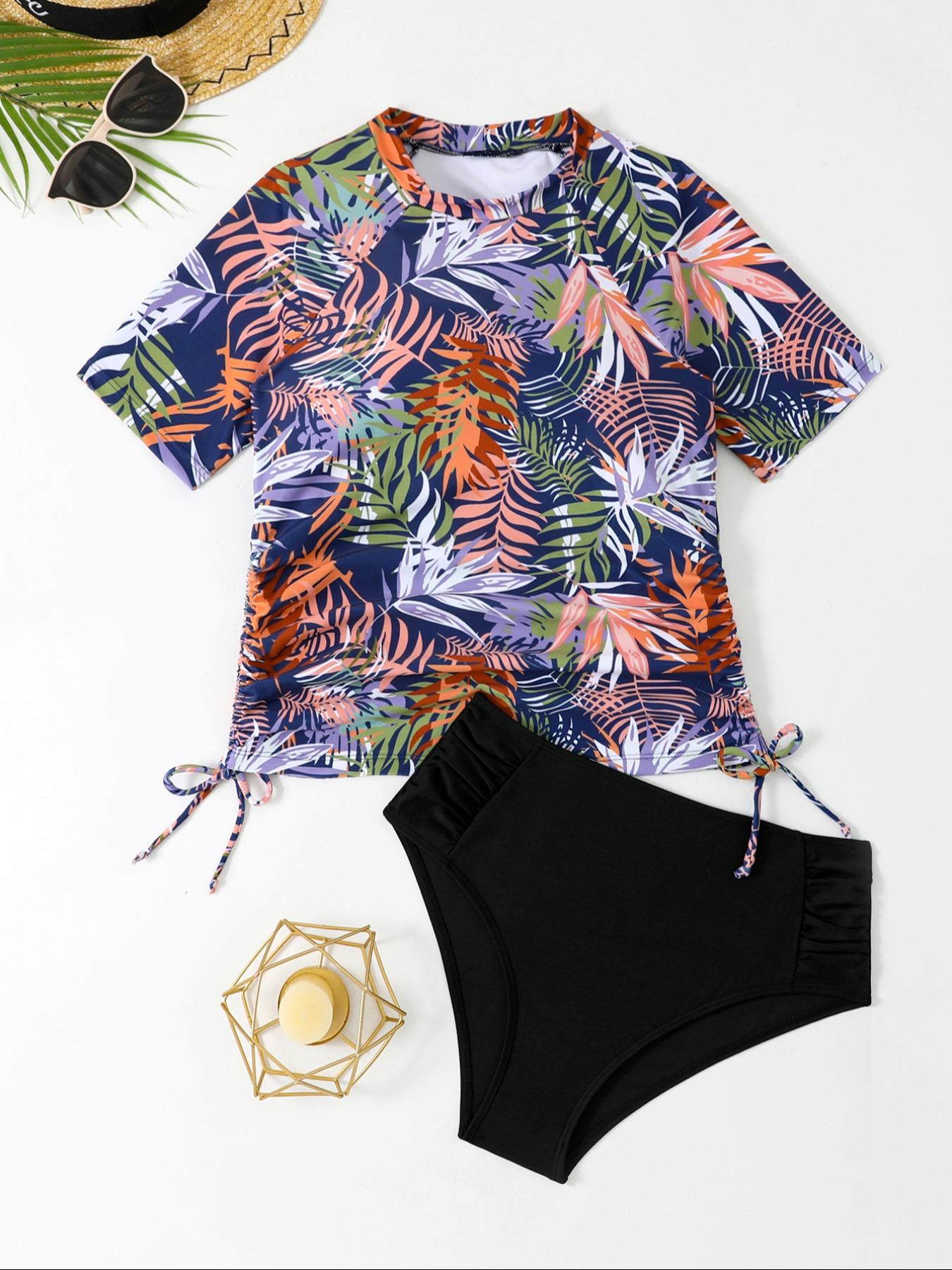 Women's Conservative Two-Piece Short Sleeve Swimsuit, Stylish Swimwear for Women, Modest Swimming Wear, Perfect for Beach & Pool Use