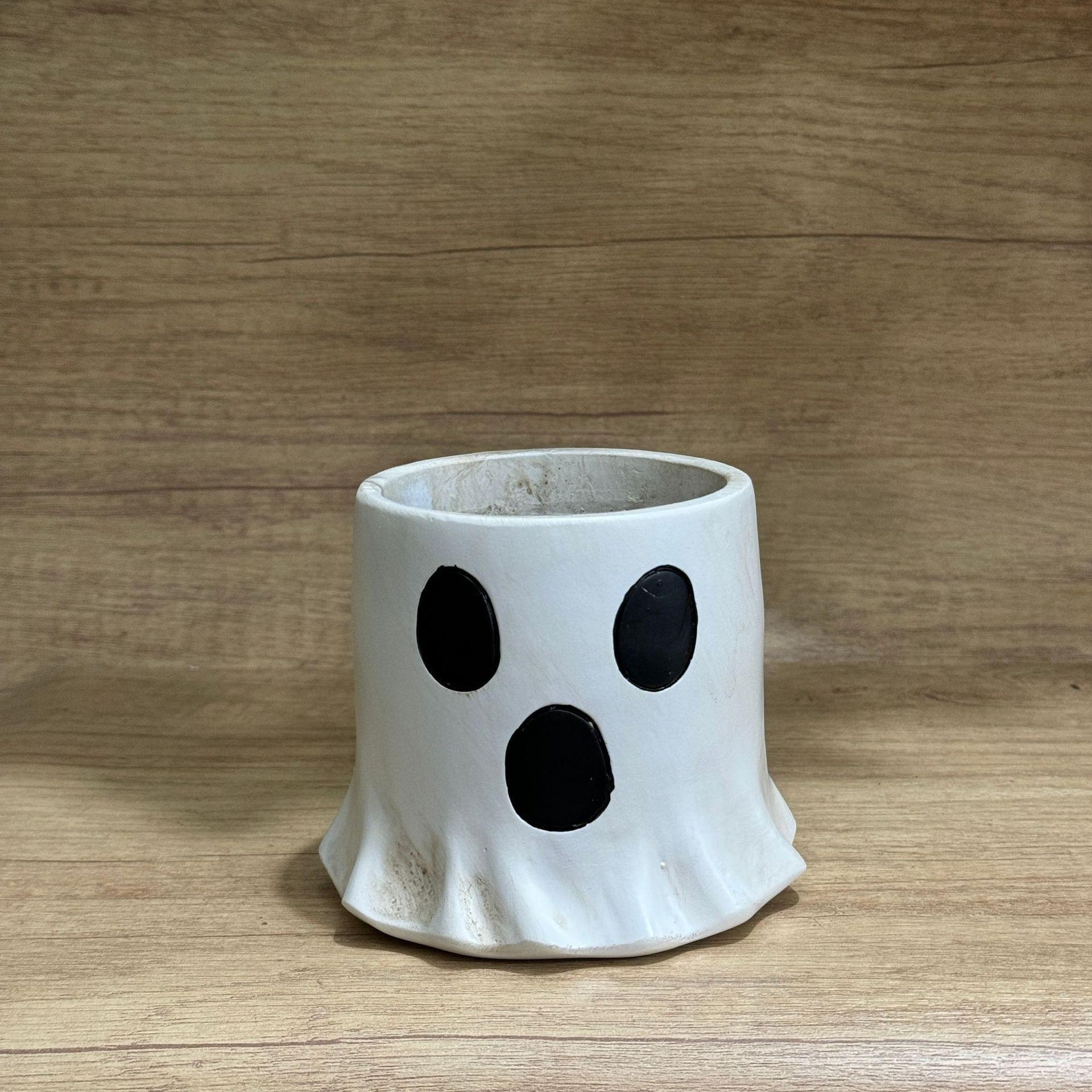 Halloween Ghost Planter Candy Bucket, Resin Decorative Flower Pot, Garden Decor, Indoor Outdoor Decoration, Party Decor, Atmosphere Maker, Home Gathering Gift