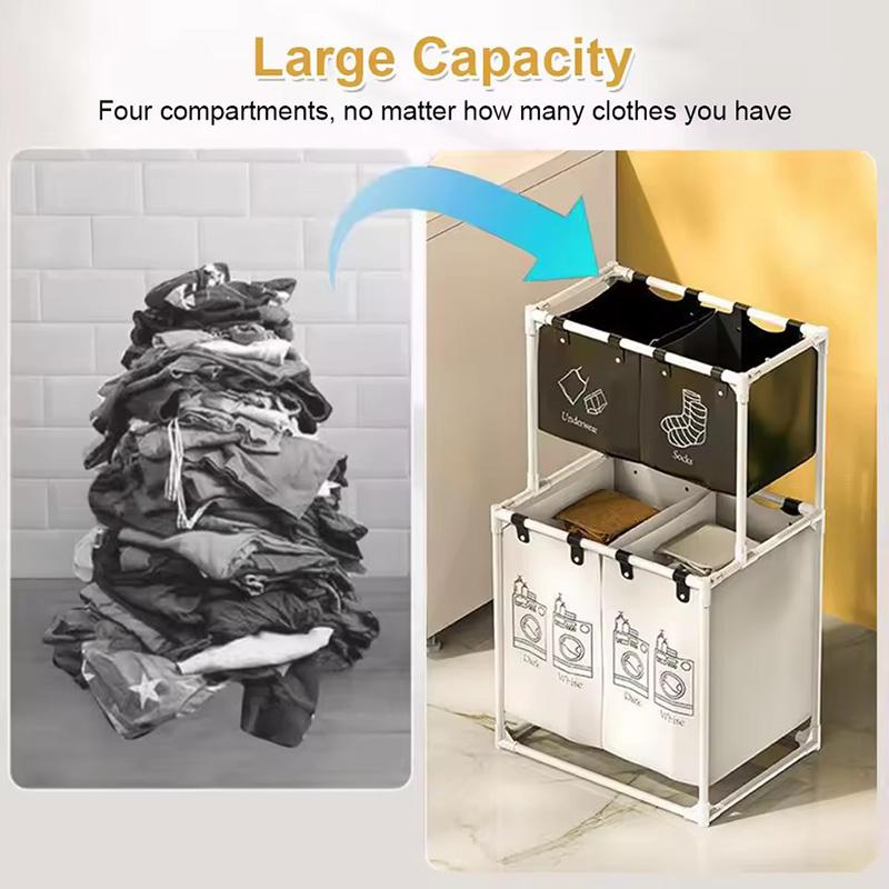 2-3 Layer Laundry Basket with Detachable Fabric Box, Independent Hanging Sorter, Foldable Laundry Organizer for Bedroom, Bathroom, Dormitory
