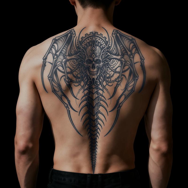 Skeleton demon full back tattoo waterproof temporary tattoo sticker magic tattoo lasting 7-15 days herbal juice semi permanent tattoo large pattern simulation tattoo