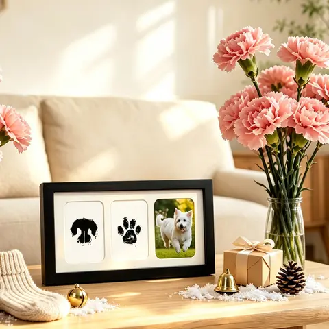 Pet Paw Print Set with Frame, Inkless Hand Foot Print Kit, Christmas Gift, Dog Paw Print Set, Nose Print Set, Printable Frame Set