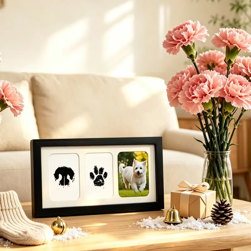 Pet Paw Print Set with Frame, Inkless Hand Foot Print Kit, Christmas Gift, Dog Paw Print Set, Nose Print Set, Printable Frame Set